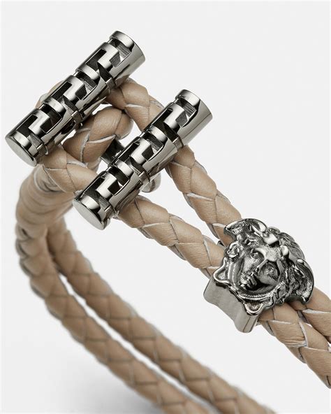 Versace medusa braided leather bracelet